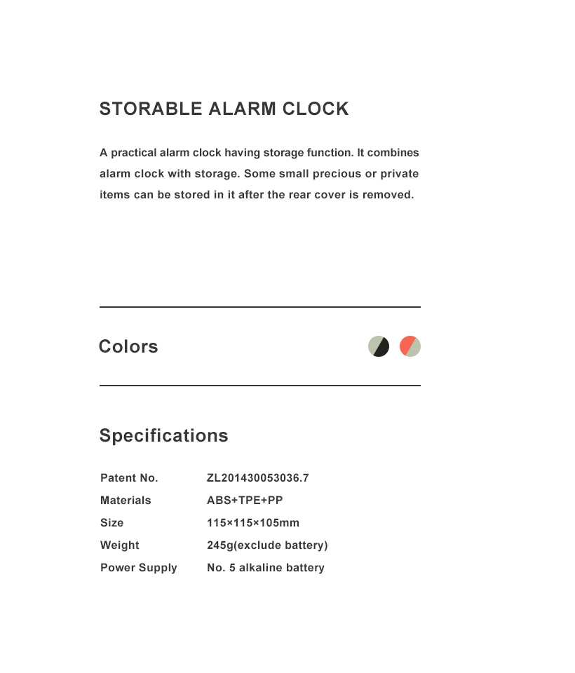 Storable Alarm Clock